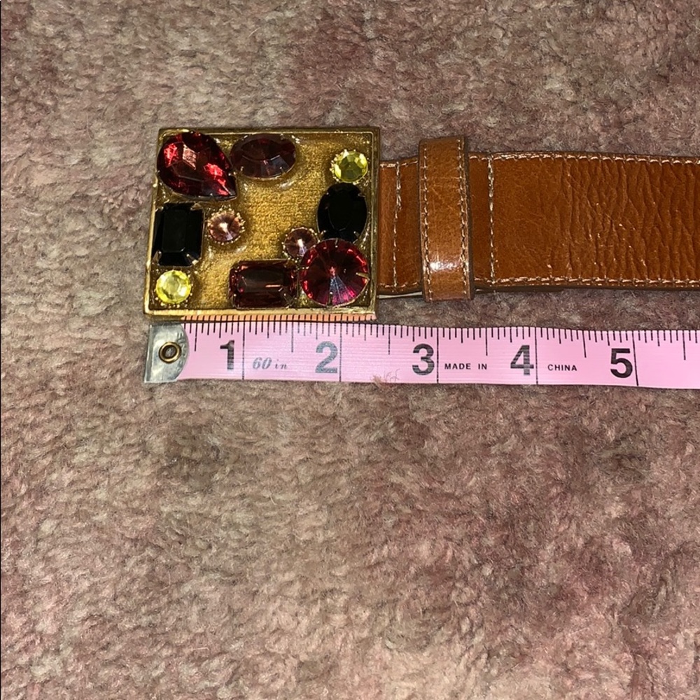 Leather Rock Rhinestone Buckle Belt - Picture 3 of 6